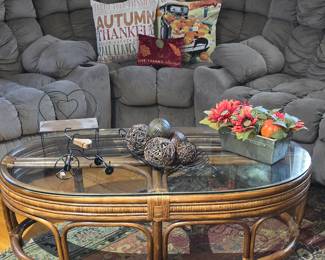Rattan Glass Top Coffee Table 