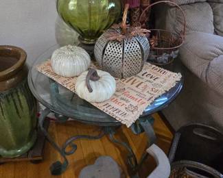 Fall Decor - Side Table with Metal Base