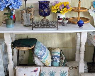 Home Decor - Throw Pillows - Farmhouse Style White Bar Height Table