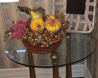 Midcentury Gold Gilded Table with Glass Top - Fall Decor