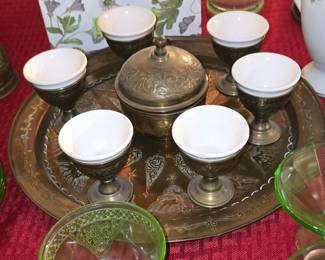 Turkish Brass  Serving  Set with Rice Bowl