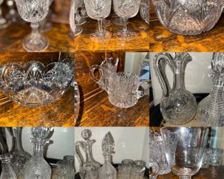 Large collection of American Brilliant Antique Cut Crystal