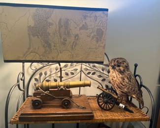 Vintage Cannon lamp with Map Shade