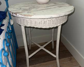 Antique round wicker table