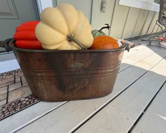 Copper Boiler and faux pumpkins