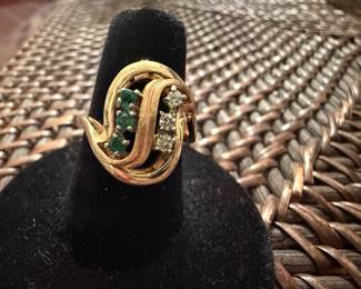 14k Emerald and Diamond Ring