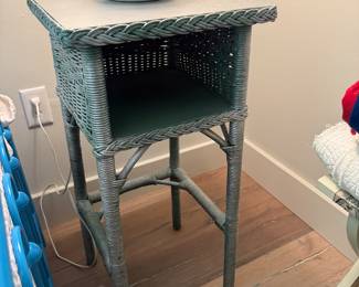 Painted Wicker Side Table