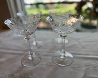 Set four Heisey Orchid Champagne Coupes