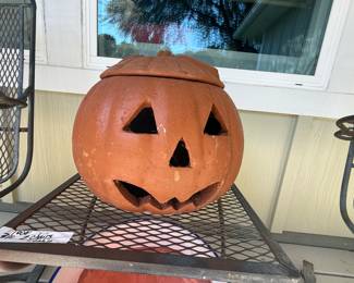 Large Terra Cotta Jack O Lantern