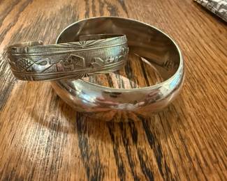 Heavy Sterling Bangle, Sterling Cuff