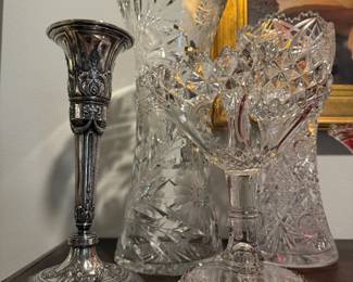 1925 Silver plated trumpet vase American Brilliant Crystal Vases