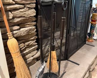Heavy Fire Place Tools, hand made broom