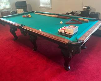 Peter Vitalie 6 leg, 9-foot pool table with accessories