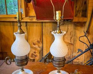 (2) Milk Glass Table Lamps No Shade
