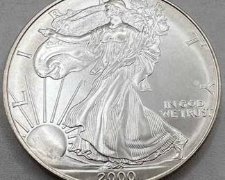 2000 One Ounce Fine Silver Walking Liberty American Eagle Silver Dollar Coin
