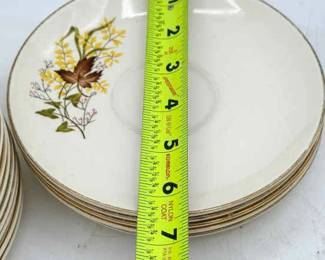 (9) vintage Taylor, Smith & Taylor "Leaf O' Gold" Plates & (4) Saucers
