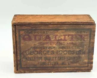 vintage wooden box for "Georges Codfish"
