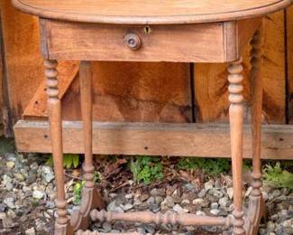 Antique Oval Side Table with Drawer
