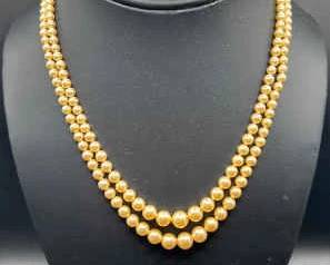 Vintage 17” Deltah Two-Strand Graduated Faux Pearl Necklace
