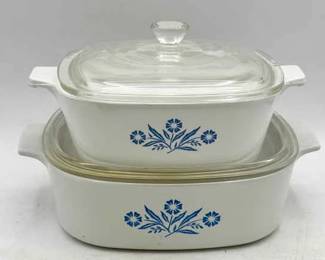 (2) Corningware Cornflower Blue Dishes With Lids
