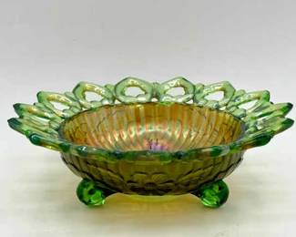 Signed Northwood Wild Rose carnival glass bowl
