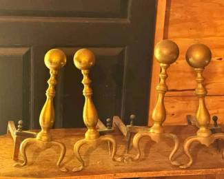 (4) Vintage Brass Andirons
