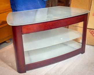 Modern Glass and Wood Media Stand
