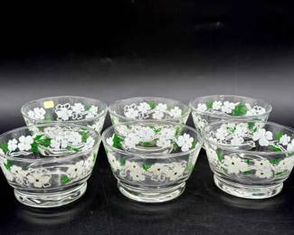 (6) Libbey Glass Dogwood Flower dessert bowls
