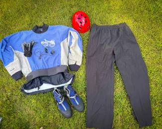 Kayaking Gear Lot – Jacket, Pants, Helmet, Boots & Gloves
