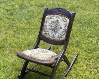Carved Folding Rocking Chair
