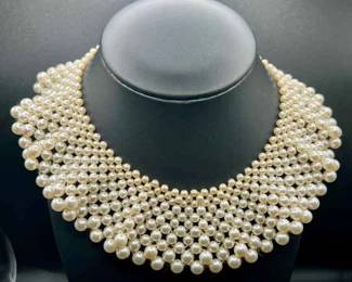 Exquisite Antique Faux Pearl Beaded Collar Necklace
