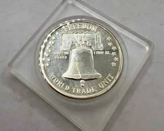 1974 One Troy Oz 999 Fine Silver Freedom World Trade Unit Silver Coin

