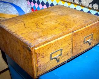 Vintage Card File Drawer with Dovetail Construction
