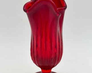 Olde Virginia Glass (OVG) red swung vase With Sticker
