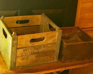 Antique United Dairy Milk Crate & Screw Machine Crate
