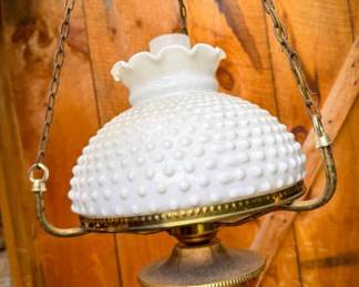 Hanging Milk Glass Lamp
