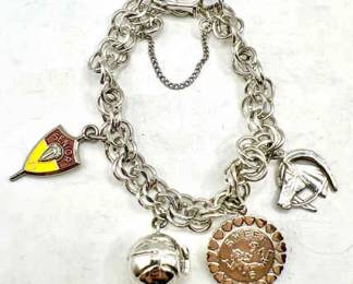 1970s Sterling Silver Charm Bracelet with Safety Clasp
