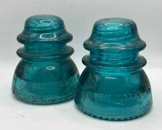 (2) Hemingray Insulators — Aqua
