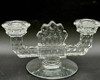 Vintage Fostoria American Clear Double Flat Foot Candlestick Holder
