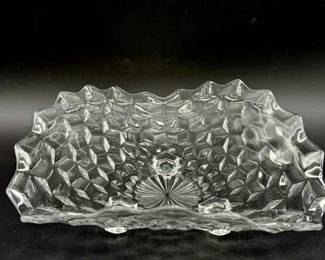 Vintage Fostoria American Pattern Clear Glass 3-toed Tricorne Bowl
