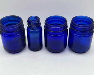 (4) Cobalt Blue Glass Bottles

