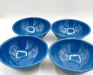 (4) Blue Enamel Bowls
