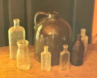 Antique Bottles & Ceramic Jug
