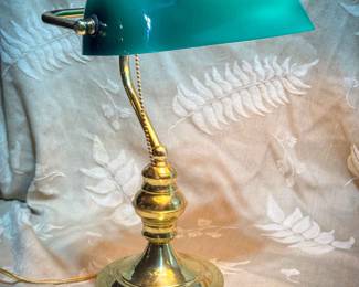 Vintage Brass Banker’s Desk Lamp
