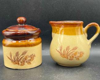 Wheat Harvest Stoneware Sugar & Creamer
