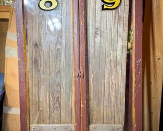 (2) Vintage Wooden Doors with Glass Panels – Numbered 8 & 9

