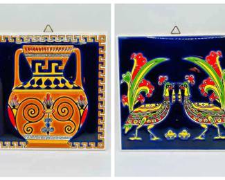 (2) 6” Handpainted Grecian Tiles

