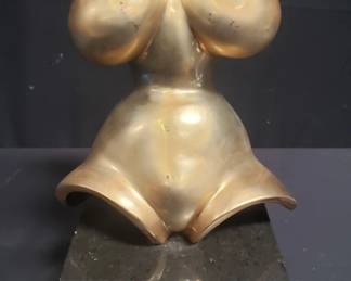 Gaston Lachaise gold-plated brass female torso nude sculpture