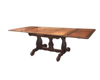 Antique French Oak & Elm Trestle Base Dining Table