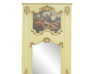 Antique French Louis XV Style Painted Trumeau Mirror
